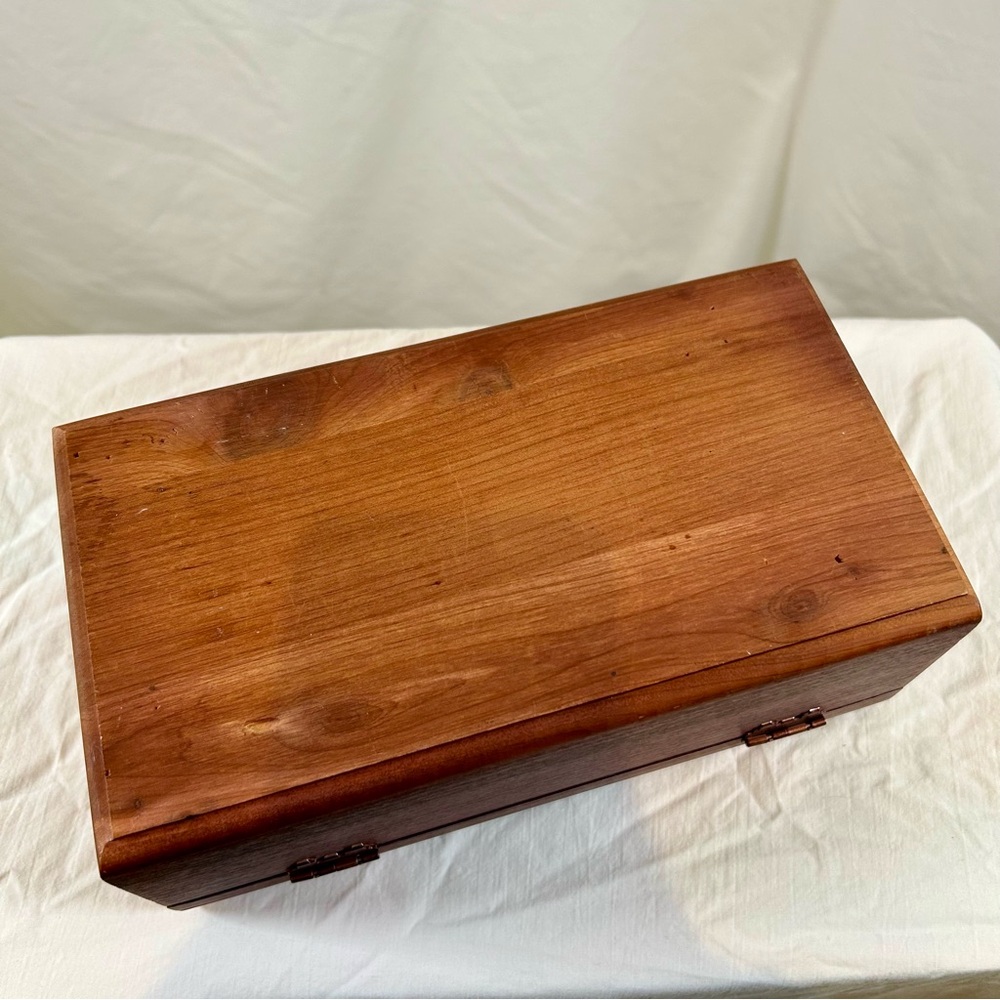 Vintage 1980s Cherry Stained Cedar Box w/ Built in Lock - Picture 9 of 9